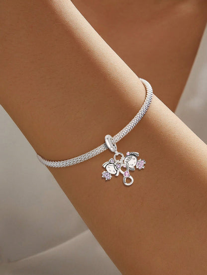 1pc Fashionable Shiny Infinity Pendant Beads, Suitable For DIY Bracelets And Women Jewelry