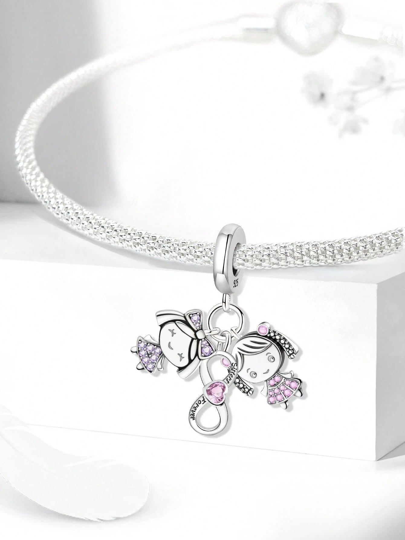 1pc Fashionable Shiny Infinity Pendant Beads, Suitable For DIY Bracelets And Women Jewelry
