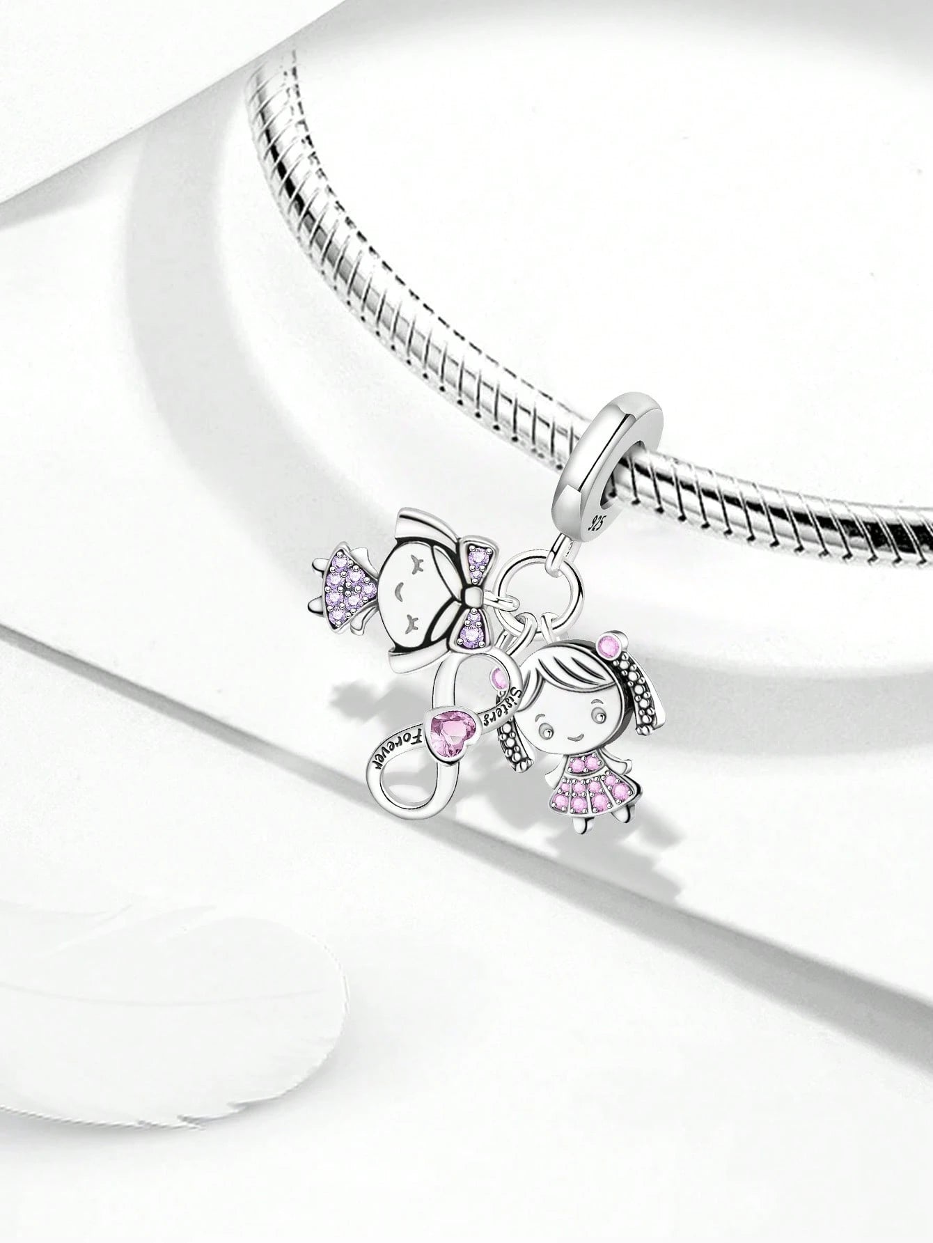 1pc Fashionable Shiny Infinity Pendant Beads, Suitable For DIY Bracelets And Women Jewelry