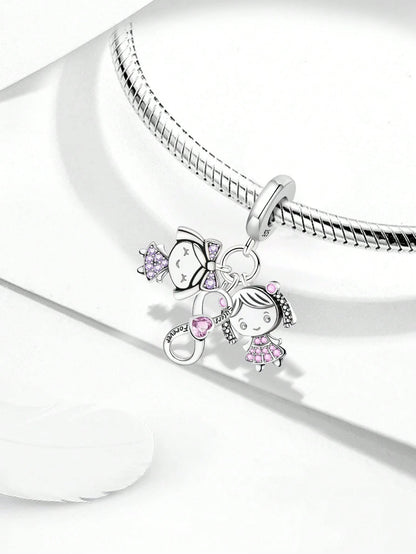 1pc Fashionable Shiny Infinity Pendant Beads, Suitable For DIY Bracelets And Women Jewelry