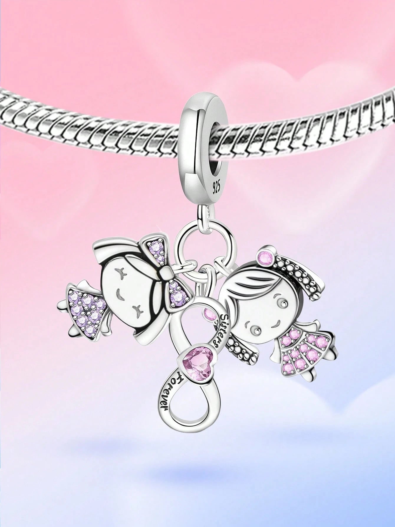 1pc Fashionable Shiny Infinity Pendant Beads, Suitable For DIY Bracelets And Women Jewelry