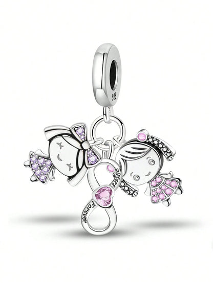 1pc Fashionable Shiny Infinity Pendant Beads, Suitable For DIY Bracelets And Women Jewelry