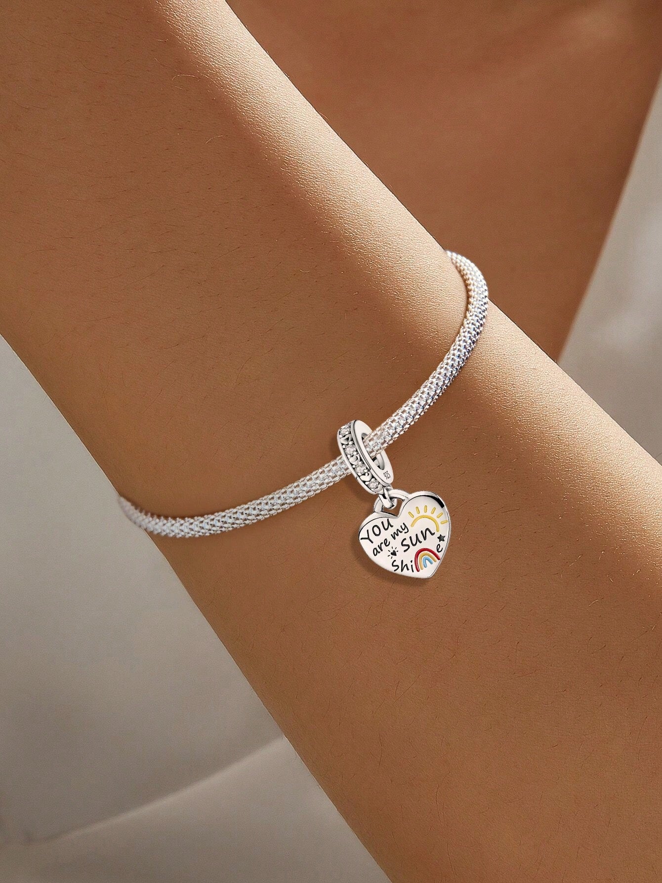 1pc Fashionable Shiny Infinity Pendant Beads, Suitable For DIY Bracelets And Women Jewelry