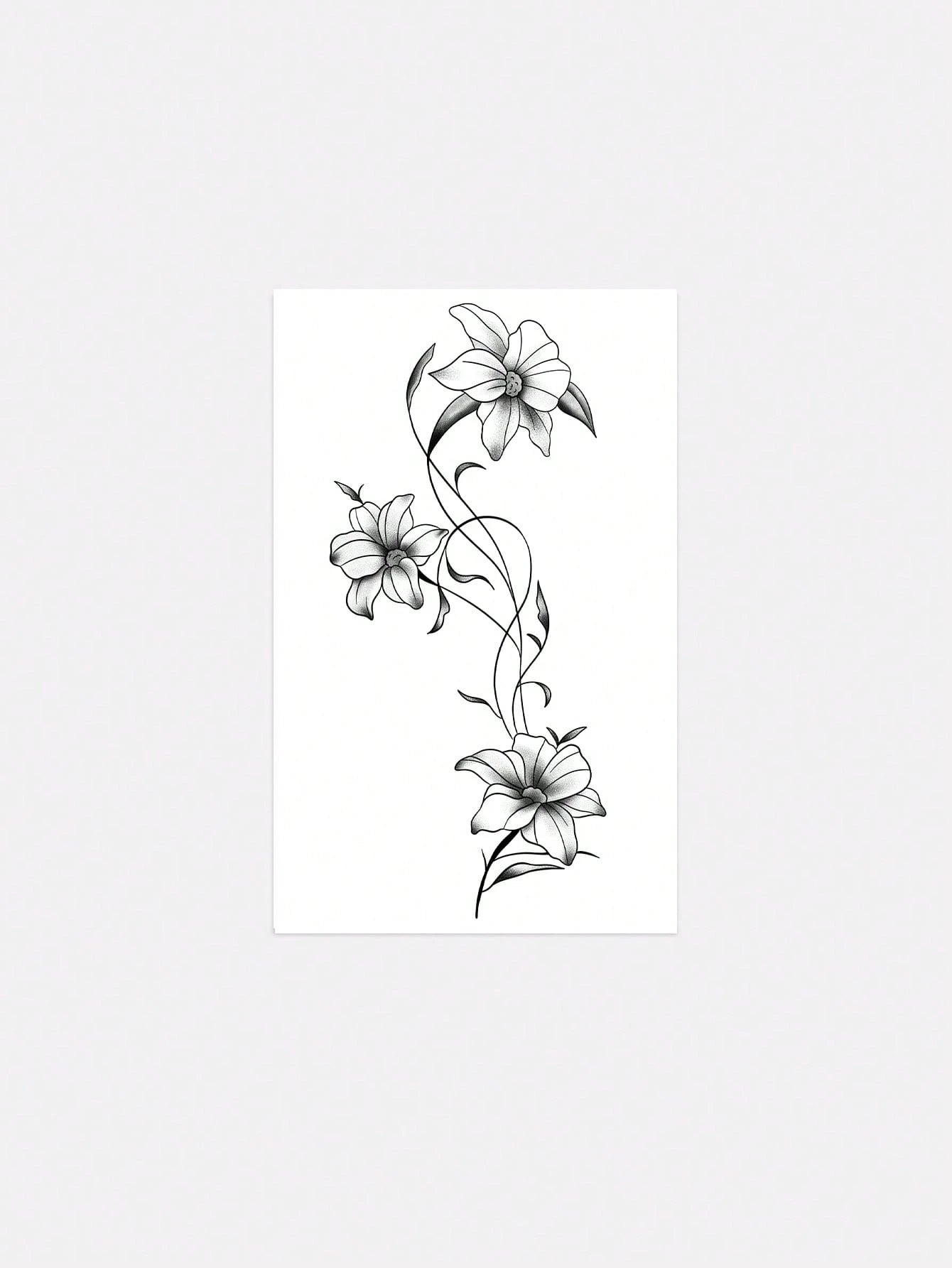 1pc Fashionable Washable Realistic Lily Flower Temporary Tattoo Sticker. Waterproof And Long-Lasting, With Fresh Vine Design, Suitable For Waist Or Side Waist, Suitable For All People,Sketch Style