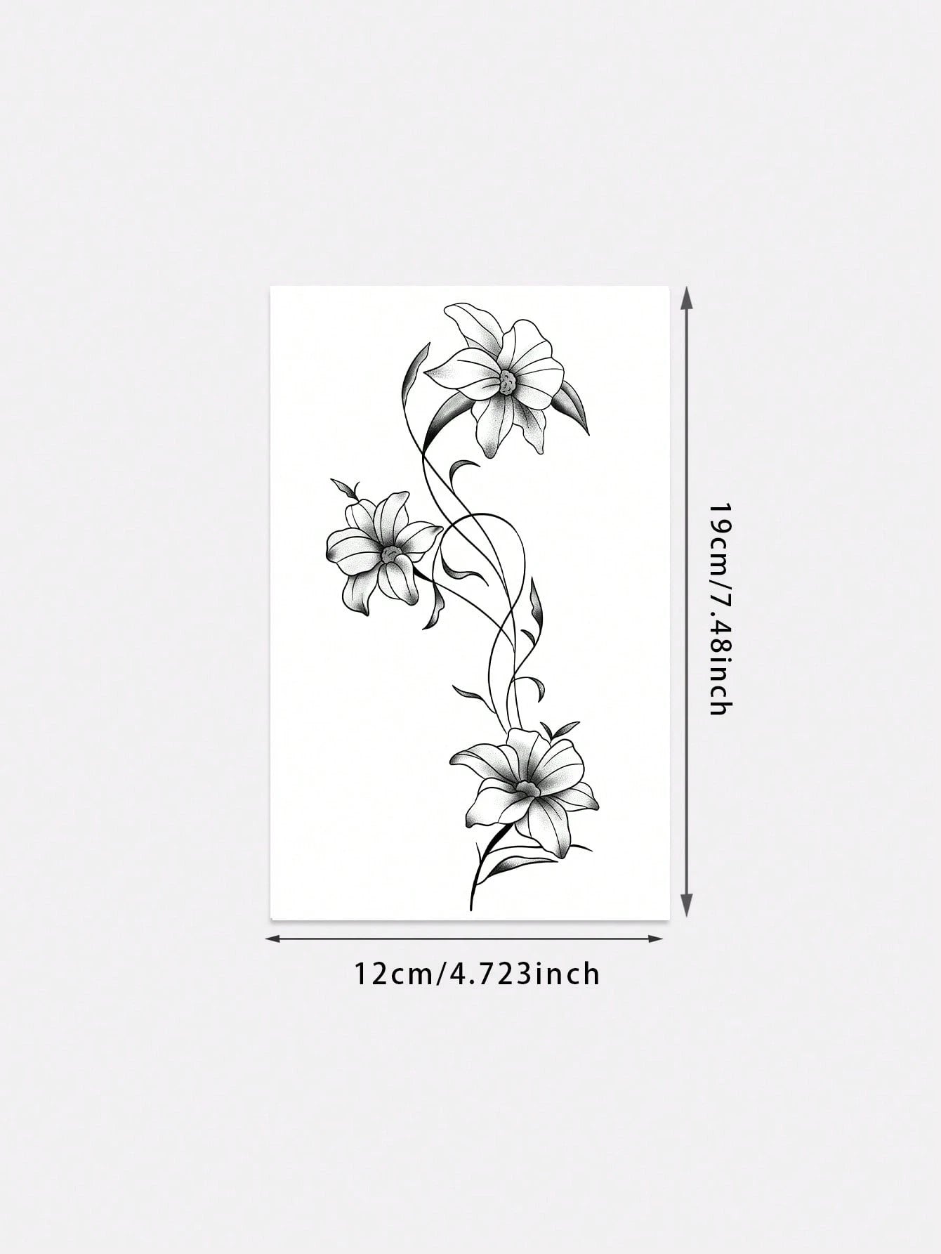 1pc Fashionable Washable Realistic Lily Flower Temporary Tattoo Sticker. Waterproof And Long-Lasting, With Fresh Vine Design, Suitable For Waist Or Side Waist, Suitable For All People,Sketch Style