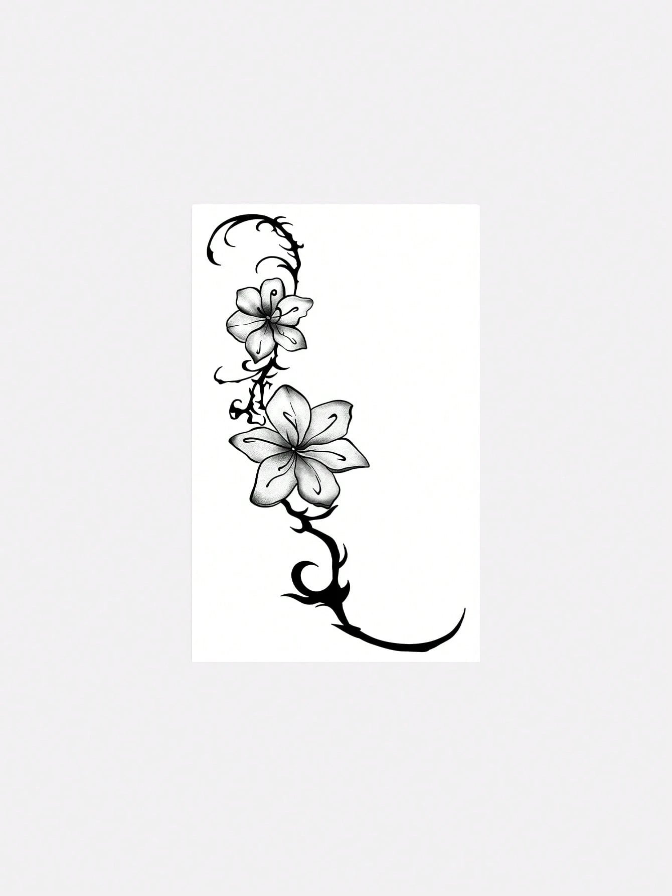 1pc Fashionable Washable Realistic Lily Flower Temporary Tattoo Sticker. Waterproof And Long-Lasting, With Fresh Vine Design, Suitable For Waist Or Side Waist, Suitable For All People,Sketch Style