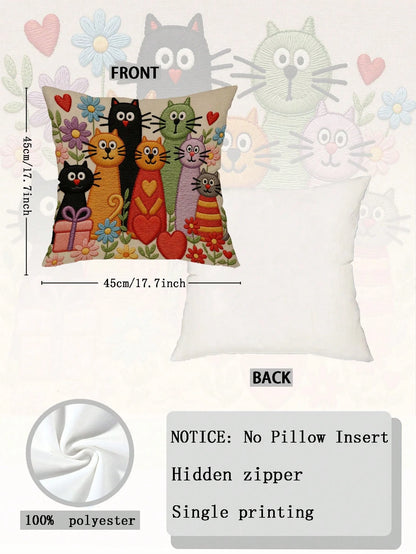 1pc Faux Embroidered Floral Throw Pillow Cover, Digital Printed Soft Short Plush, Zipper Closure, Suitable For Living Room, Bedroom, Office Decoration- Hand Washable (Pillow Insert Not Included), Dec