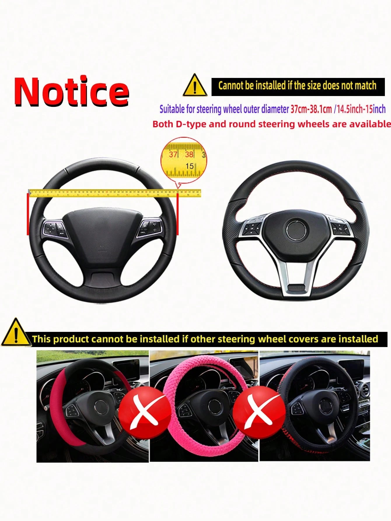 1pc Faux Sheepskin 3D Embroidery With Diamond-Studded Blingbling Car Steering Wheel Cover, Non-Slip, Suitable For 14.5-15 Inches