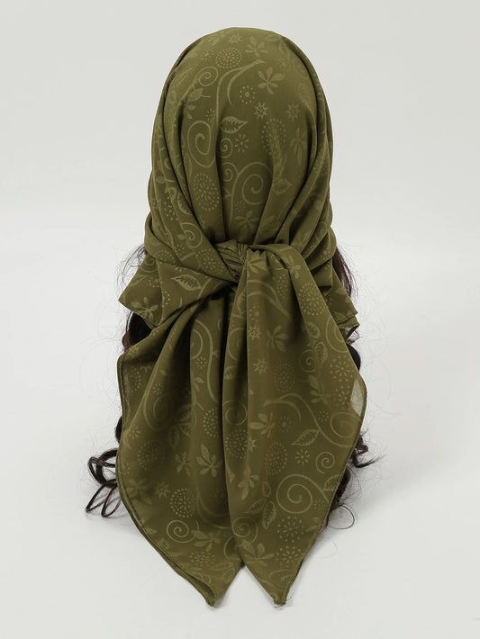 1pc Floral & Scroll Print Bandana Women Square Scarf Elegant Bandana,Hair Band,Head Band Ideal For Dressing Up Your Look