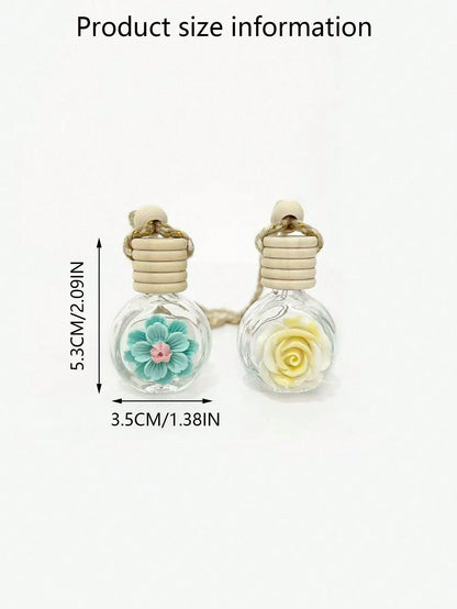 1pc Flower Perfume Bottle Car Rearview Mirror Hanging Decor, Fragrance Diffuser Accessory, Suitable For Men And Women