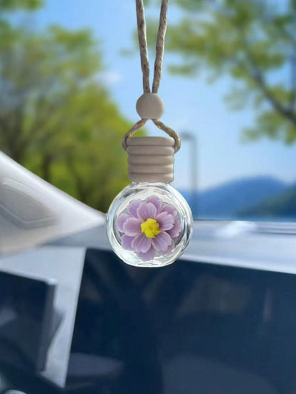 1pc Flower Perfume Bottle Car Rearview Mirror Hanging Decor, Fragrance Diffuser Accessory, Suitable For Men And Women