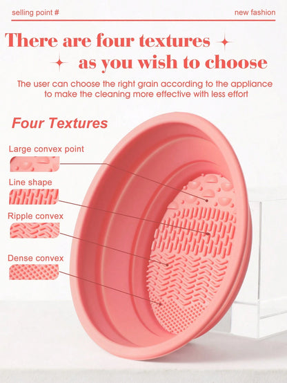 1pc Foldable Silicone Makeup Brush Cleaning Bowl- Etercycle Portable Cleaning Tool For Makeup Brushes, Puffs And Sponges