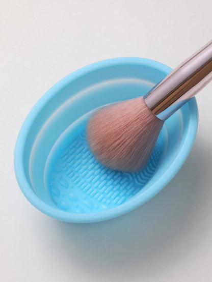 1pc Foldable Silicone Makeup Brush Cleaning Bowl- Etercycle Portable Cleaning Tool For Makeup Brushes, Puffs And Sponges