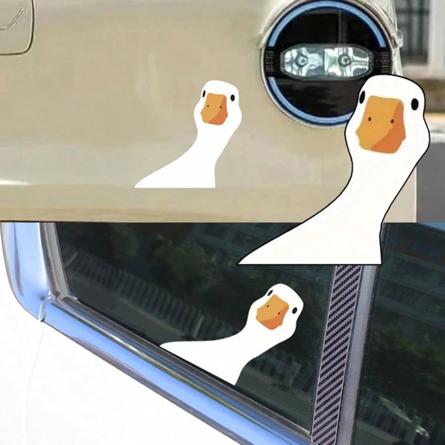 1PC Funny Big Duck Car Sticker, Cute Tilted Head Design Eye-Catching And Appealing, High-Definition Printing With Vibrant Colors, Self-Adhesive Design No Damage To Car Paint, Daily Car Use Personalize