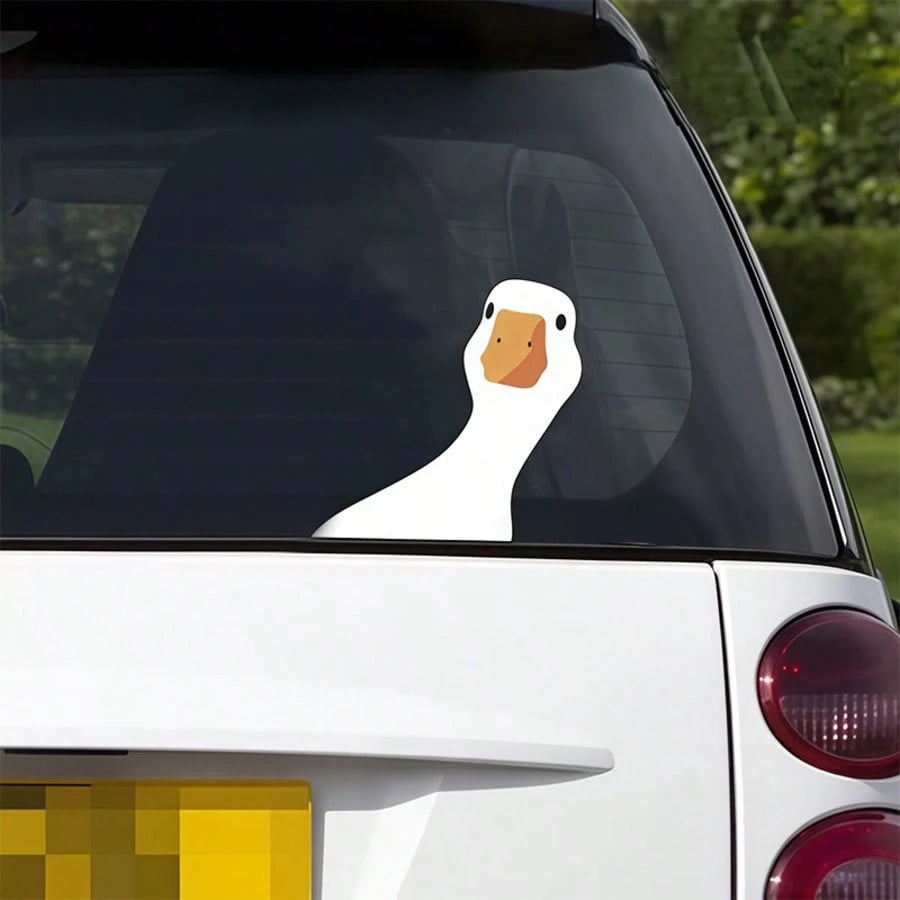 1PC Funny Big Duck Car Sticker, Cute Tilted Head Design Eye-Catching And Appealing, High-Definition Printing With Vibrant Colors, Self-Adhesive Design No Damage To Car Paint, Daily Car Use Personalize