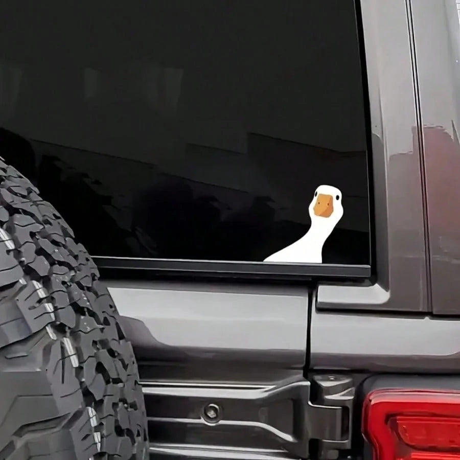 1PC Funny Big Duck Car Sticker, Cute Tilted Head Design Eye-Catching And Appealing, High-Definition Printing With Vibrant Colors, Self-Adhesive Design No Damage To Car Paint, Daily Car Use Personalize