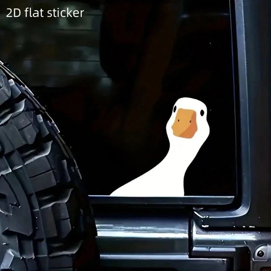 1PC Funny Big Duck Car Sticker, Cute Tilted Head Design Eye-Catching And Appealing, High-Definition Printing With Vibrant Colors, Self-Adhesive Design No Damage To Car Paint, Daily Car Use Personalize