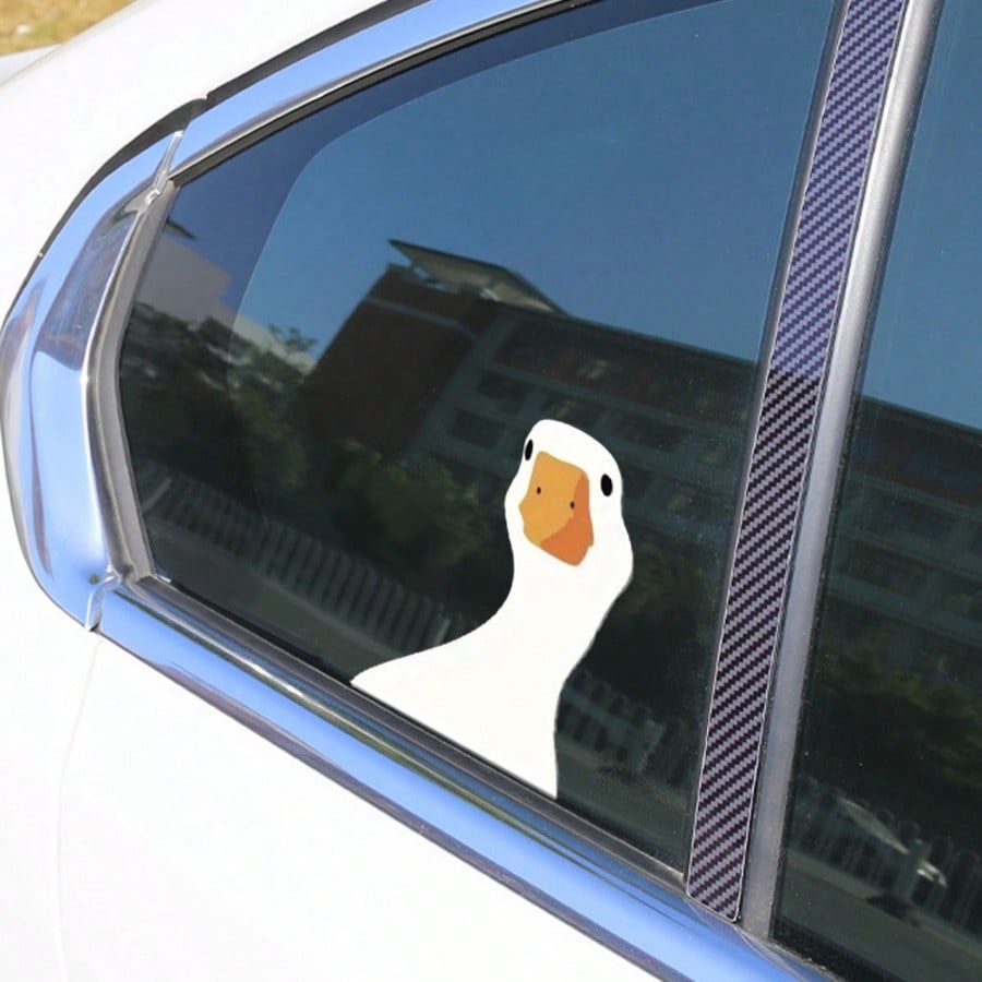 1PC Funny Big Duck Car Sticker, Cute Tilted Head Design Eye-Catching And Appealing, High-Definition Printing With Vibrant Colors, Self-Adhesive Design No Damage To Car Paint, Daily Car Use Personalize