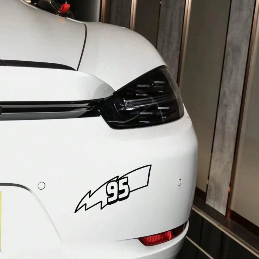 1pc Funny Car Sticker 95 Lightning Symbol Vinyl Waterproof Sun-Proof Car Bumper Decoration Retro Racing Number Waterproof Decal Accessory Motorcycle Electric Scooter Scratch Cover Decorative Sticker