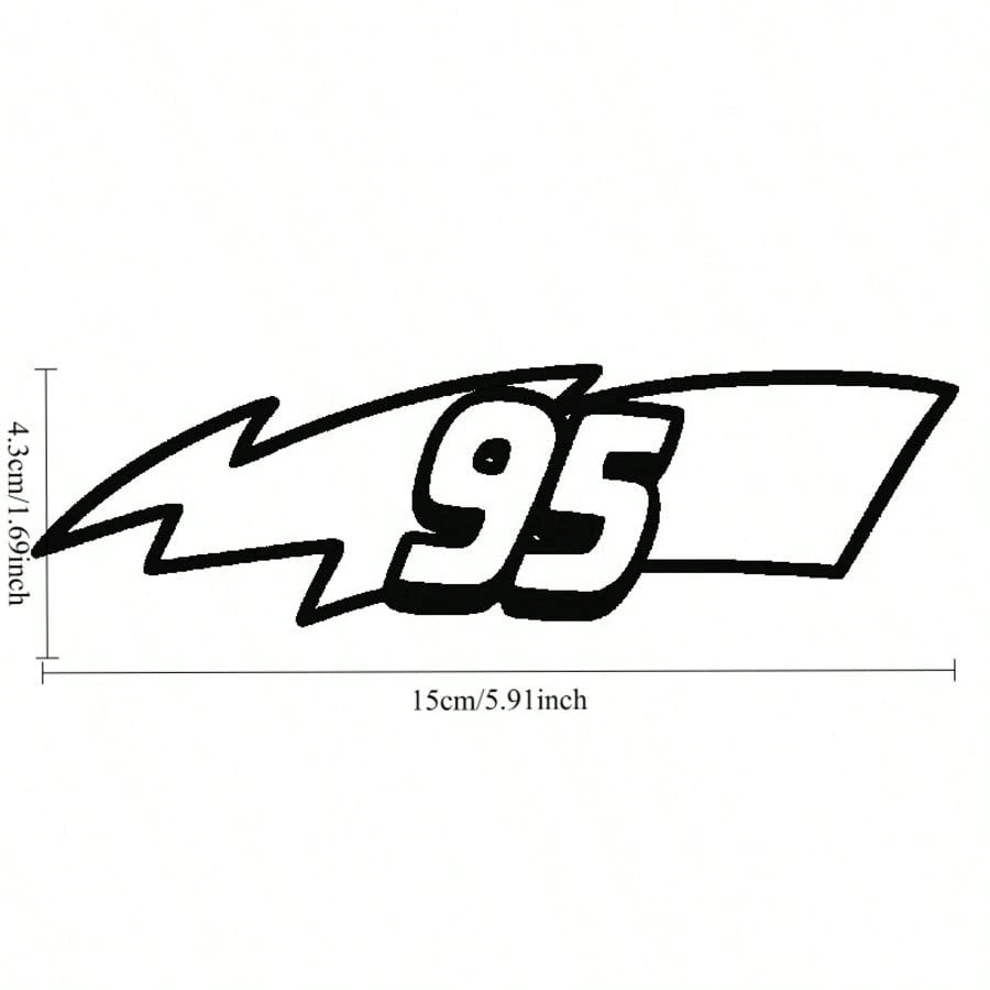 1pc Funny Car Sticker 95 Lightning Symbol Vinyl Waterproof Sun-Proof Car Bumper Decoration Retro Racing Number Waterproof Decal Accessory Motorcycle Electric Scooter Scratch Cover Decorative Sticker