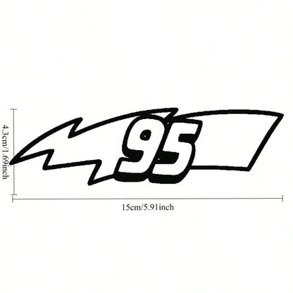 1pc Funny Car Sticker 95 Lightning Symbol Vinyl Waterproof Sun-Proof Car Bumper Decoration Retro Racing Number Waterproof Decal Accessory Motorcycle Electric Scooter Scratch Cover Decorative Sticker