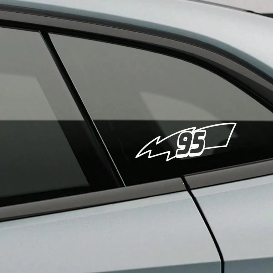 1pc Funny Car Sticker 95 Lightning Symbol Vinyl Waterproof Sun-Proof Car Bumper Decoration Retro Racing Number Waterproof Decal Accessory Motorcycle Electric Scooter Scratch Cover Decorative Sticker