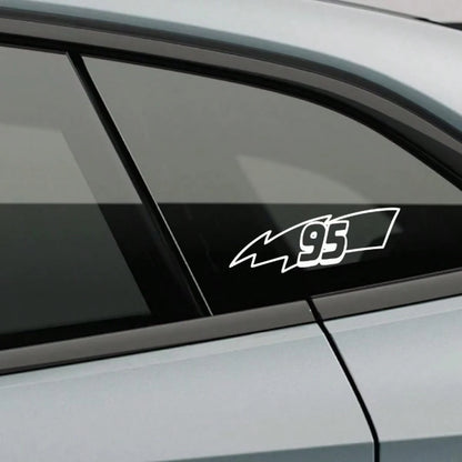1pc Funny Car Sticker 95 Lightning Symbol Vinyl Waterproof Sun-Proof Car Bumper Decoration Retro Racing Number Waterproof Decal Accessory Motorcycle Electric Scooter Scratch Cover Decorative Sticker