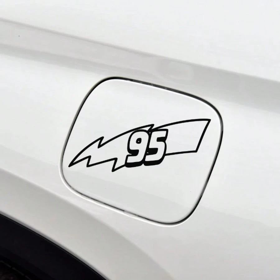 1pc Funny Car Sticker 95 Lightning Symbol Vinyl Waterproof Sun-Proof Car Bumper Decoration Retro Racing Number Waterproof Decal Accessory Motorcycle Electric Scooter Scratch Cover Decorative Sticker
