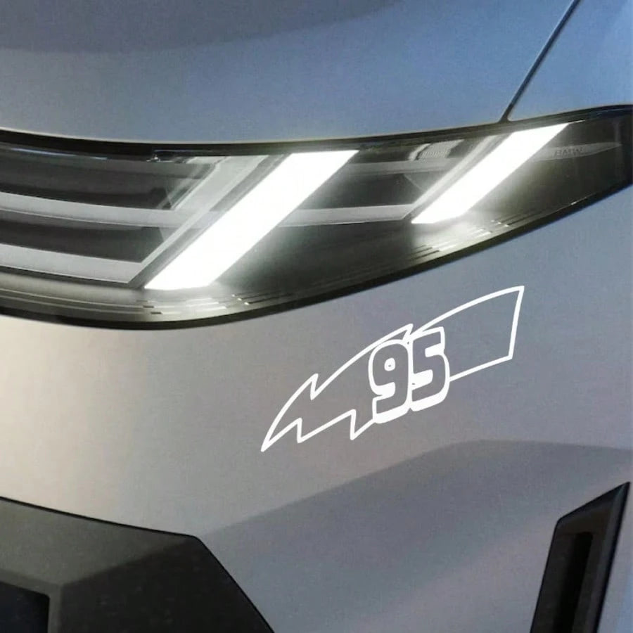 1pc Funny Car Sticker 95 Lightning Symbol Vinyl Waterproof Sun-Proof Car Bumper Decoration Retro Racing Number Waterproof Decal Accessory Motorcycle Electric Scooter Scratch Cover Decorative Sticker