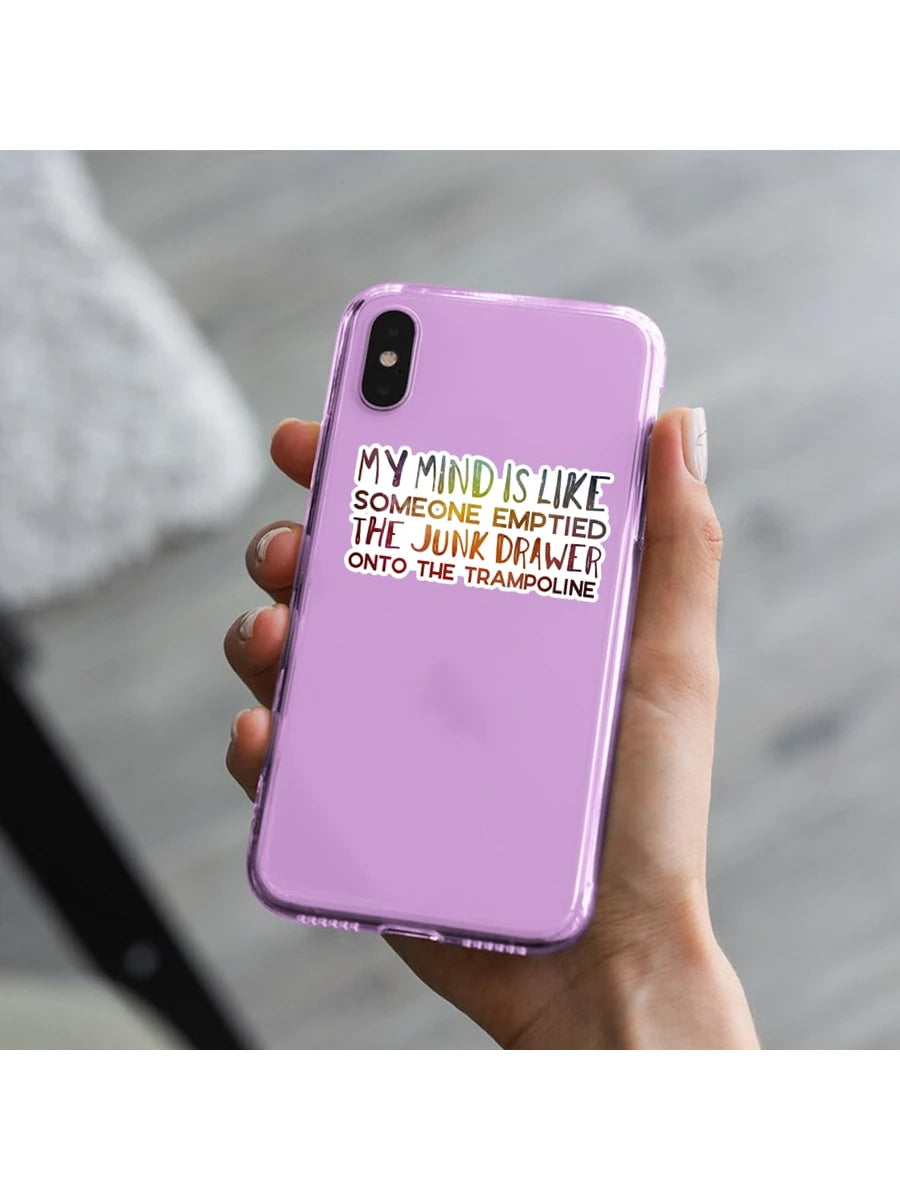 1pc Funny Pop Culture 3-Inch Removable Outdoor Waterproof Vinyl Creative Gift Mental Health Sticker "Funny Quotes Sticker" "Humor Sticker" "Junk Drawer Quotes Sticker" "Mental Health Sticker" "Life Is