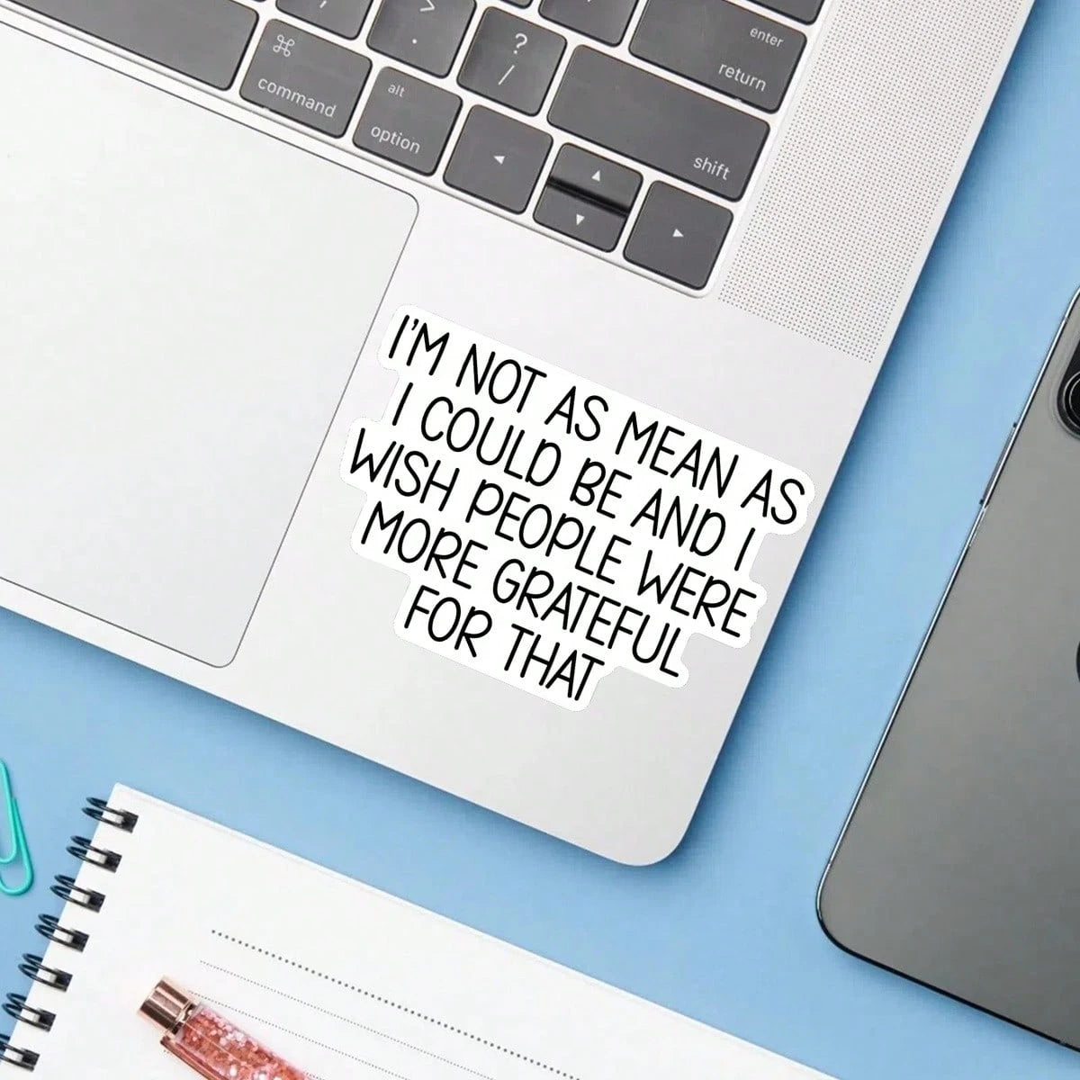 1PC Funny Sarcastic Saying Sticker, I'm Not As Mean Slogan Quote Vinyl Decal For Laptop Water Bottle Notebook, Waterproof Adult Humor Decal Sticker, Aesthetic Stationery Scrapbook Accessories Gift For
