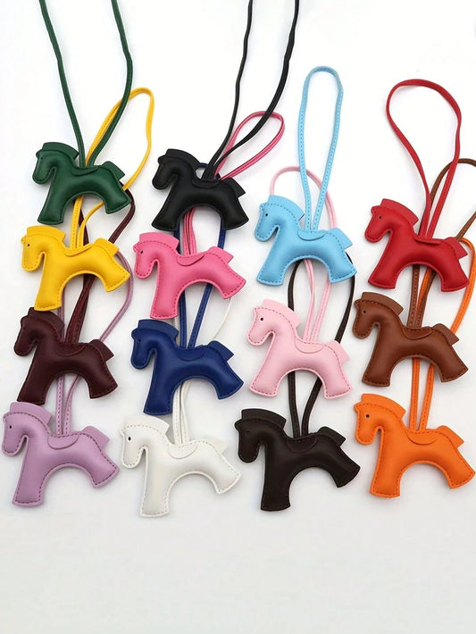 1pc Galloping Horse And Dog Keychain- PU Leather Equestrian Charm, 14 Colors- Adjustable Strap For Keys, Bags, Phone Chains