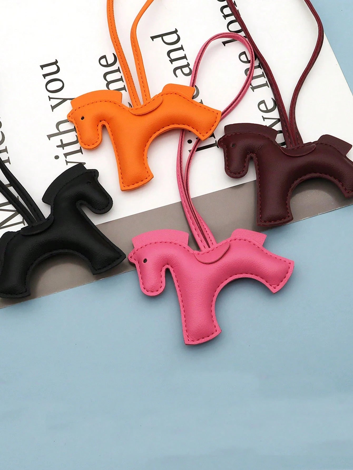 1pc Galloping Horse And Dog Keychain- PU Leather Equestrian Charm, 14 Colors- Adjustable Strap For Keys, Bags, Phone Chains