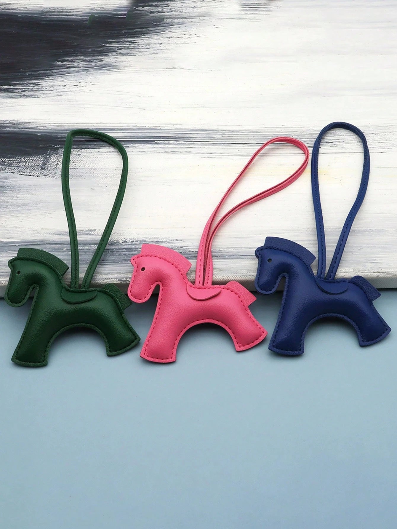 1pc Galloping Horse And Dog Keychain- PU Leather Equestrian Charm, 14 Colors- Adjustable Strap For Keys, Bags, Phone Chains
