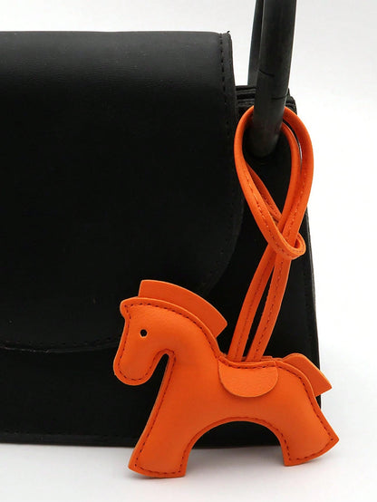 1pc Galloping Horse And Dog Keychain- PU Leather Equestrian Charm, 14 Colors- Adjustable Strap For Keys, Bags, Phone Chains