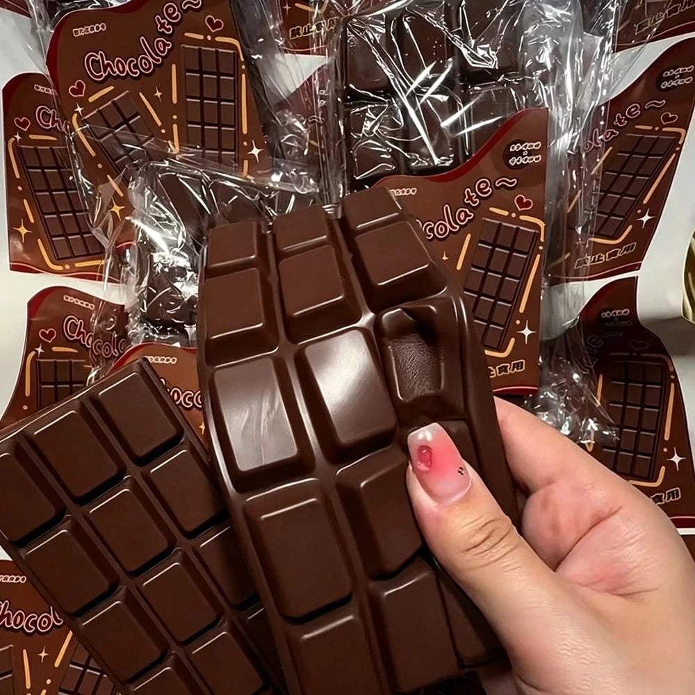 1pc Gentle Squeeze Squishy Polyurethane Chocolate Keyboard Squishy, Modern Aesthetic Style Light Milk Cocoa Brown Block Keyboard Shape Embossed Grid Texture Anxiety Release Mood Calm Fidget Squeeze To