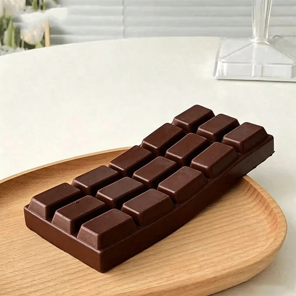 1pc Gentle Squeeze Squishy Polyurethane Chocolate Keyboard Squishy, Modern Aesthetic Style Light Milk Cocoa Brown Block Keyboard Shape Embossed Grid Texture Anxiety Release Mood Calm Fidget Squeeze To