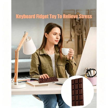1pc Gentle Squeeze Squishy Polyurethane Chocolate Keyboard Squishy, Modern Aesthetic Style Light Milk Cocoa Brown Block Keyboard Shape Embossed Grid Texture Anxiety Release Mood Calm Fidget Squeeze To