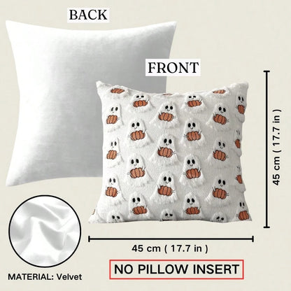 1pc Ghost Pumpkin Plush Cushion Cover, Adorable Quilted Craft Halloween Decor, 18x18 Inch, Suitable For Living Room, Bedroom, Party Decoration, Pillow Insert Not Included
