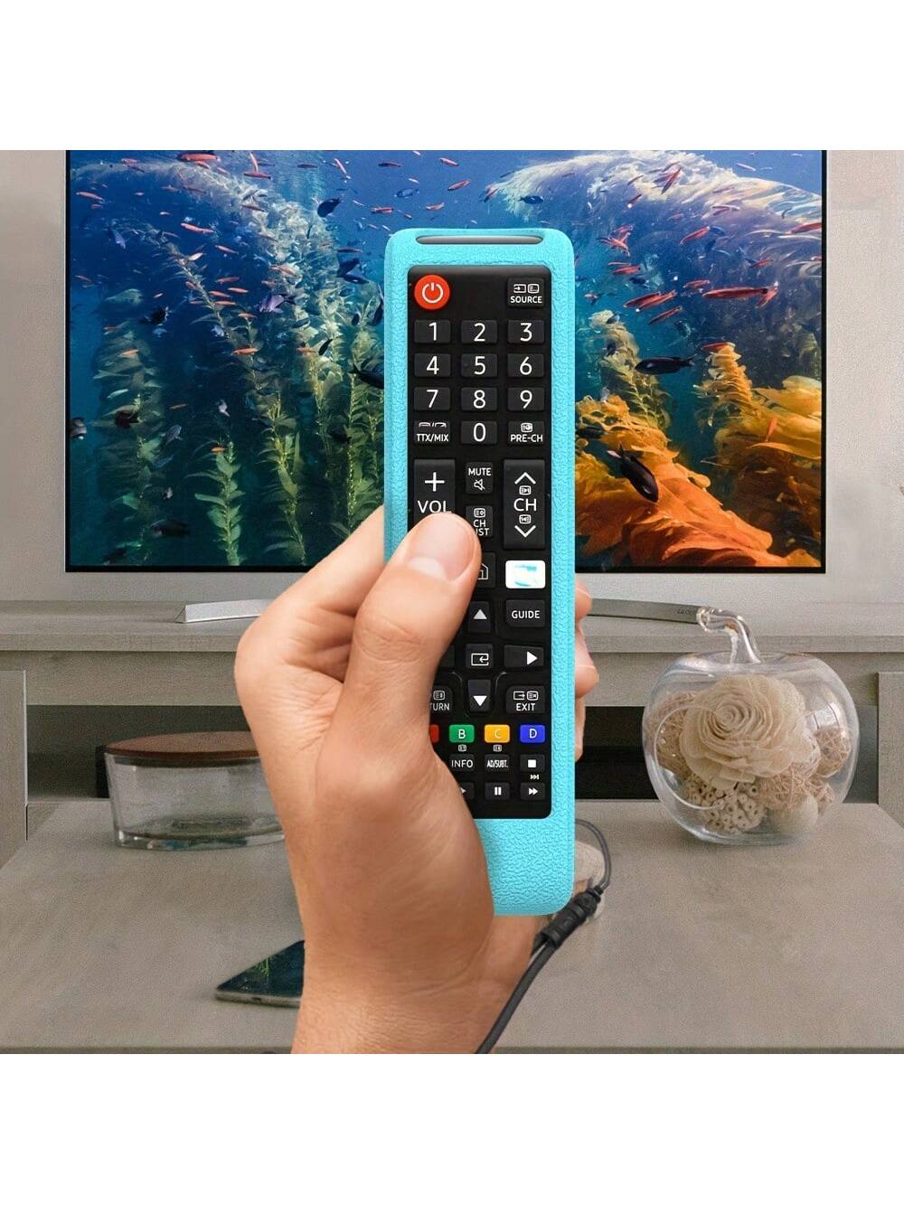 1PC Glow In The Dark Case Cover For Samsun TV Remote Control- Fits BN59-01199F BN59-01289A BN59-01301A BN59-01315A BN59-00666A BN59-00741A Model, Silicone Universal Smart TV Remote Replacement Sleeve