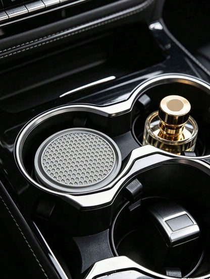 1pc Gray Honeycomb Silicone Car Cup Holder, Universal Car Interior Accessories Cup Mat