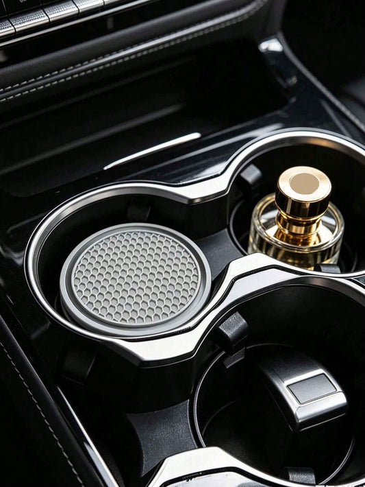 1pc Gray Honeycomb Silicone Car Cup Holder, Universal Car Interior Accessories Cup Mat