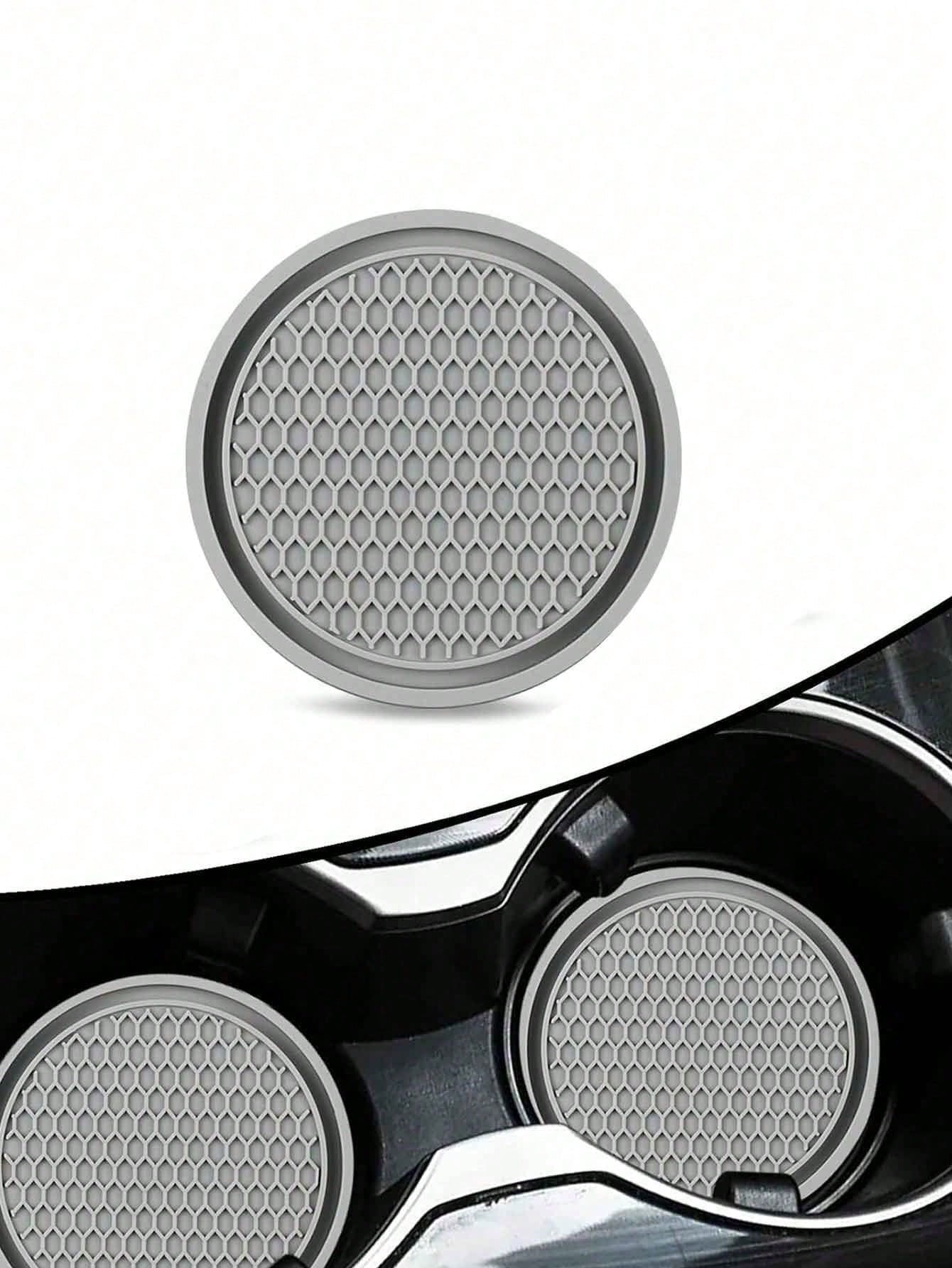 1pc Gray Honeycomb Silicone Car Cup Holder, Universal Car Interior Accessories Cup Mat