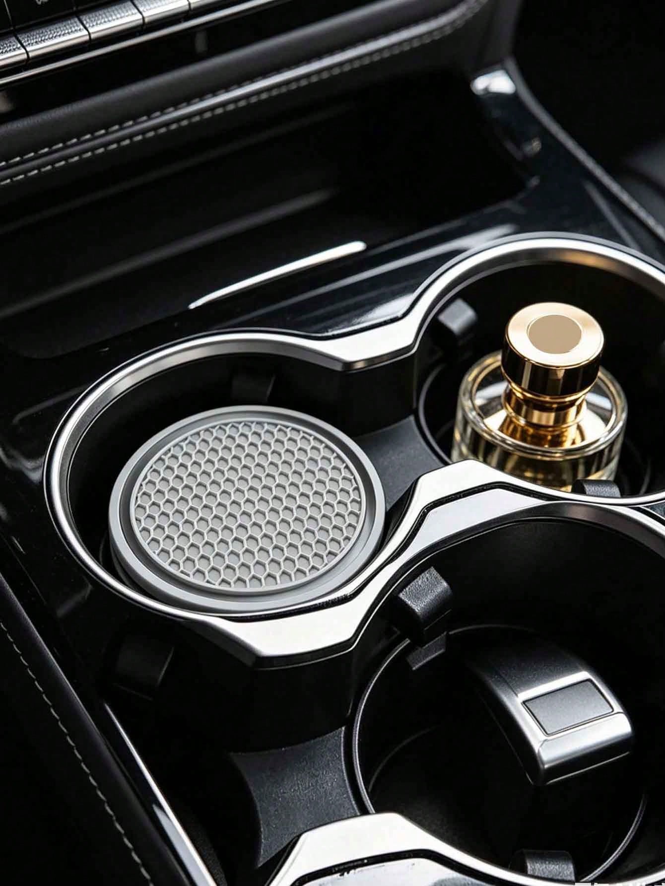 1pc Gray Honeycomb Silicone Car Cup Holder, Universal Car Interior Accessories Cup Mat