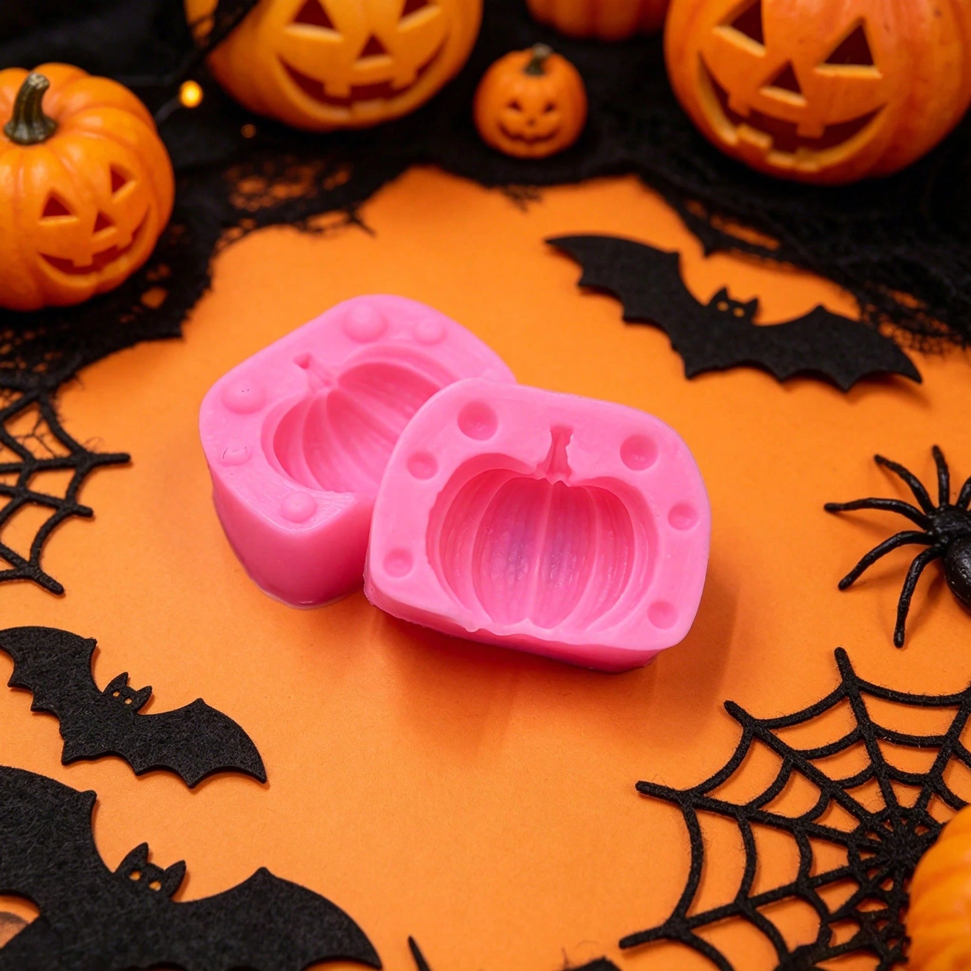 1pc Halloween Cartoon Simple Pumpkin Shaped Silicone Mold, Soap And Clay Handmade Mold, Epoxy Resin Mold, Holiday Decoration Props, Simple Demolding, Reusable Mold.