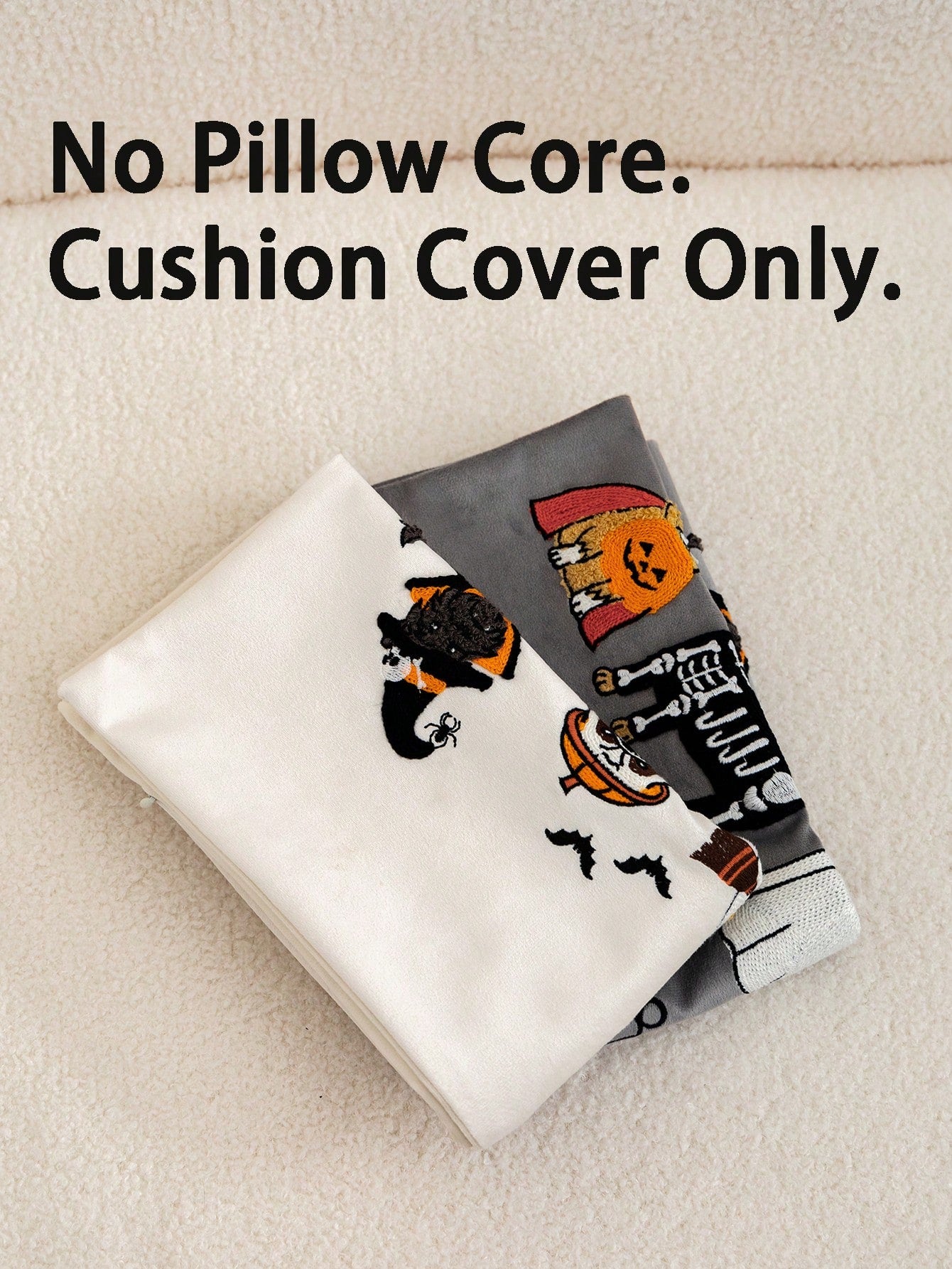 1pc Halloween Grey Ghost/Pumpkin Dog Embroidered Pillow Case, Halloween Trick Or Treat Pillow Cover, Suitable For Indoor Decoration, Ghost Festival Decor, All-Season Pillow Case, Without Insert
