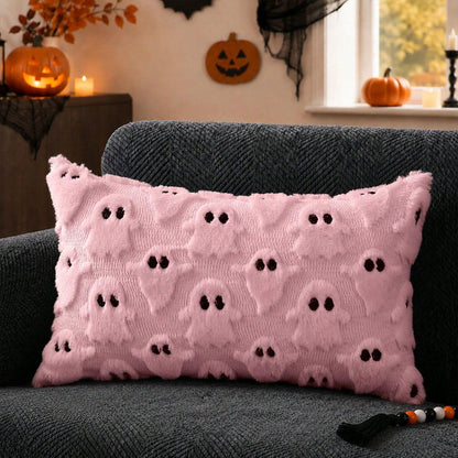 1Pc Halloween Pillow Covers 12x20 Inch Ghost Decor Beige Halloween Lumbar Pillow Covers Decorative For Halloween Home Decor For Sofa
