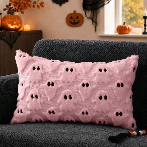 1Pc Halloween Pillow Covers 12x20 Inch Ghost Decor Beige Halloween Lumbar Pillow Covers Decorative For Halloween Home Decor For Sofa