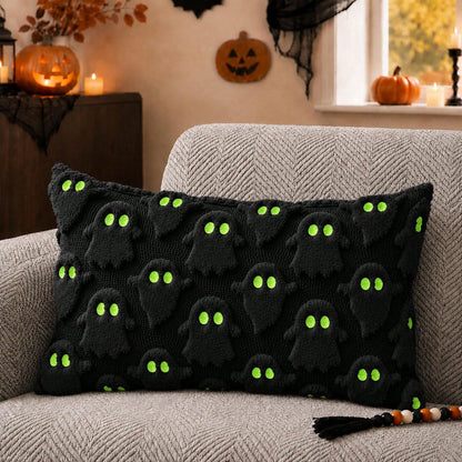 1Pc Halloween Pillow Covers 12x20 Inch Ghost Decor Beige Halloween Lumbar Pillow Covers Decorative For Halloween Home Decor For Sofa