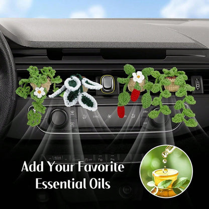 1pc Handmade Knitted Car Vent Hanging Basket, Car Decor Vent Clip Ornament, Gift For Car Vent Planter